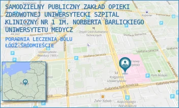PORADNIA LECZENIA BÓLU - SAMODZIELNY PUBLICZNY ZAKŁAD OPIEKI ZDROWOTNEJ UNIWERSYTECKI SZPITAL KLINICZNY NR 1 IM. NORBERTA BARLICKIEGO UNIWERSYTETU MEDYCZ - UL. DR. STEFANA KOPCIŃSKIEGO 22, ŁÓDŹ-ŚRÓDMIEŚCIE