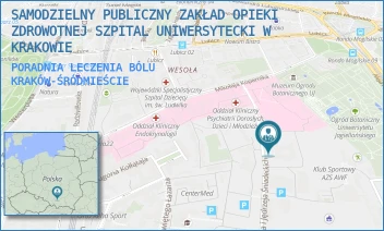 PORADNIA LECZENIA BÓLU - SAMODZIELNY PUBLICZNY ZAKŁAD OPIEKI ZDROWOTNEJ SZPITAL UNIWERSYTECKI W KRAKOWIE - UL. JANA I JĘDRZEJA ŚNIADECKICH 10,  KRAKÓW-ŚRÓDMIEŚCIE