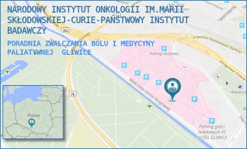 PORADNIA ZWALCZANIA BÓLU I MEDYCYNY PALIATYWNEJ - NARODOWY INSTYTUT ONKOLOGII IM.MARII SKŁODOWSKIEJ-CURIE-PAŃSTWOWY INSTYTUT BADAWCZY - UL. WYBRZEŻE ARMII KRAJOWEJ 15,  GLIWICE