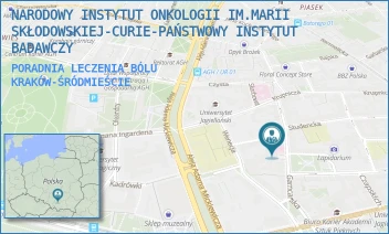 PORADNIA LECZENIA BÓLU - NARODOWY INSTYTUT ONKOLOGII IM. MARII SKŁODOWSKIEJ-CURIE - PAŃSTWOWY INSTYTUT BADAWCZY - UL. GARNCARSKA 11,  KRAKÓW-ŚRÓDMIEŚCIE