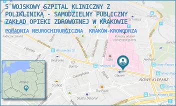 PORADNIA NEUROCHIRURGICZNA - 5 WOJSKOWY SZPITAL KLINICZNY Z POLIKLINIKĄ - SAMODZIELNY PUBLICZNY ZAKŁAD OPIEKI ZDROWOTNEJ W KRAKOWIE - UL. WROCŁAWSKA 1-3,  KRAKÓW-KROWODRZA