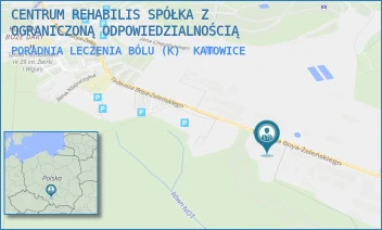 PORADNIA LECZENIA BÓLU (K) - CENTRUM REHABILIS SPÓŁKA Z OGRANICZONĄ ODPOWIEDZIALNOŚCIĄ - UL. TADEUSZA BOYA ŻELEŃSKIEGO 100,  KATOWICE
