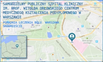 PORADNIA LECZENIA BÓLU - SAMODZIELNY PUBLICZNY SZPITAL KLINICZNY IM. PROF. WITOLDA ORŁOWSKIEGO CENTRUM MEDYCZNEGO KSZTAŁCENIA PODYPLOMOWEGO W WARSZAWIE - CZERNIAKOWSKA 231,  WARSZAWA ŚRÓDMIEŚCIE