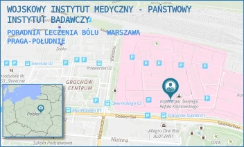 PORADNIA LECZENIA BÓLU - WOJSKOWY INSTYTUT MEDYCZNY - PAŃSTWOWY INSTYTUT BADAWCZY - SZASERÓW 128,  WARSZAWA PRAGA-POŁUDNIE