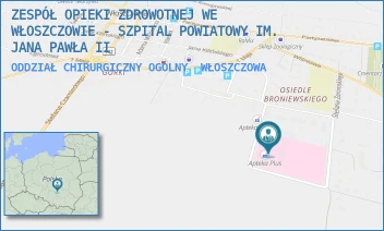 ODDZIAŁ CHIRURGICZNY OGÓLNY - ZESPÓŁ OPIEKI ZDROWOTNEJ WE WŁOSZCZOWIE - SZPITAL POWIATOWY IM. JANA PAWŁA II - ŻEROMSKIEGO 28,  WŁOSZCZOWA