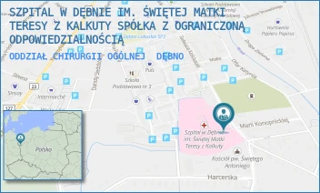 ODDZIAŁ CHIRURGII OGÓLNEJ - SZPITAL W DĘBNIE IM. ŚWIĘTEJ MATKI TERESY Z KALKUTY SPÓŁKA Z OGRANICZONĄ ODPOWIEDZIALNOŚCIĄ - KOŚCIUSZKI 58,  DĘBNO
